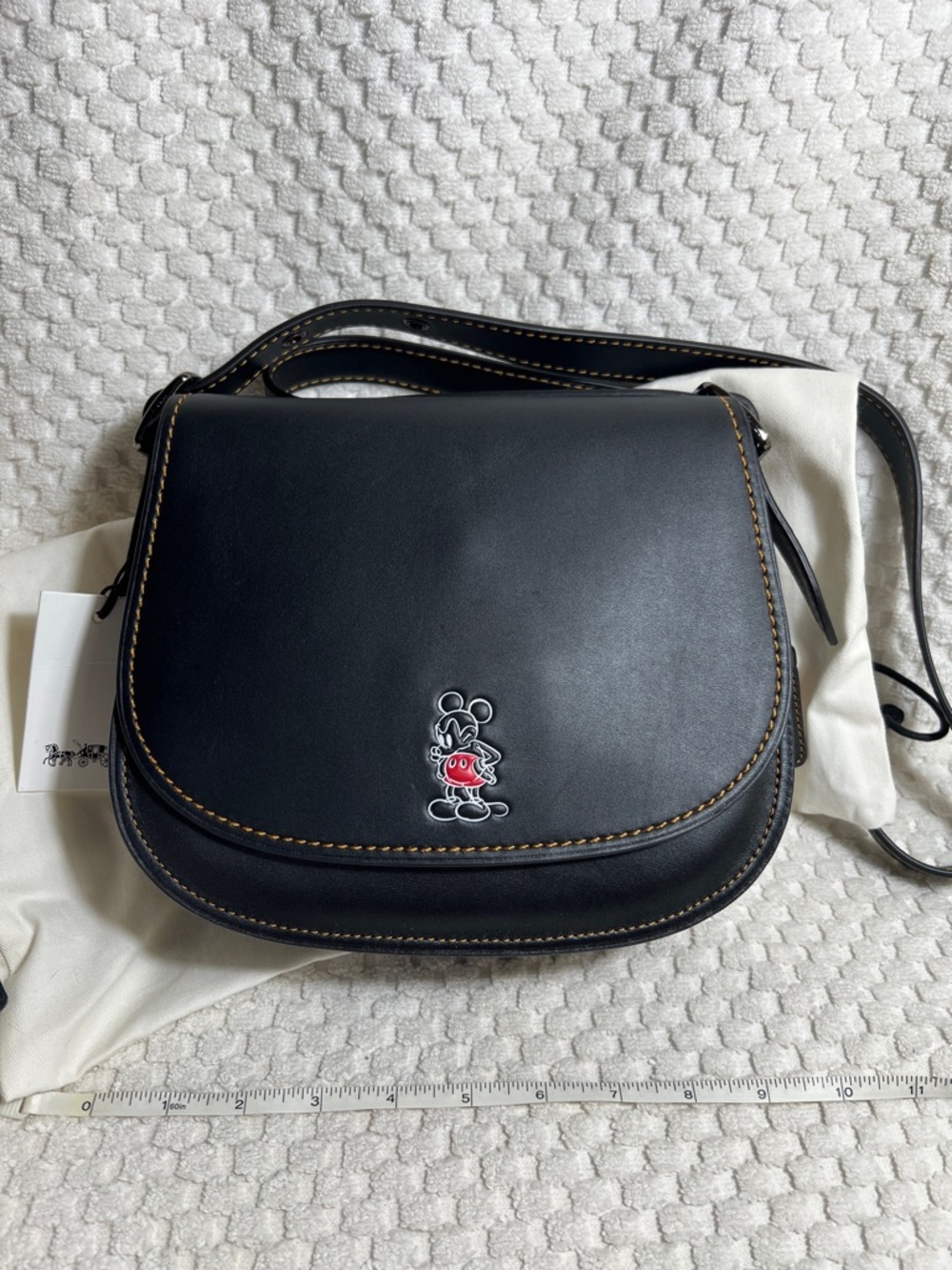 Coach X Disney Mickey Mouse Black Leather Saddle Bag